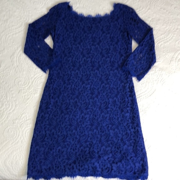 Diane von Furstenberg Zarita  in Chrome Purple 3/4-Sleeve Fitted Lace Dress Sz10 - Picture 8 of 14